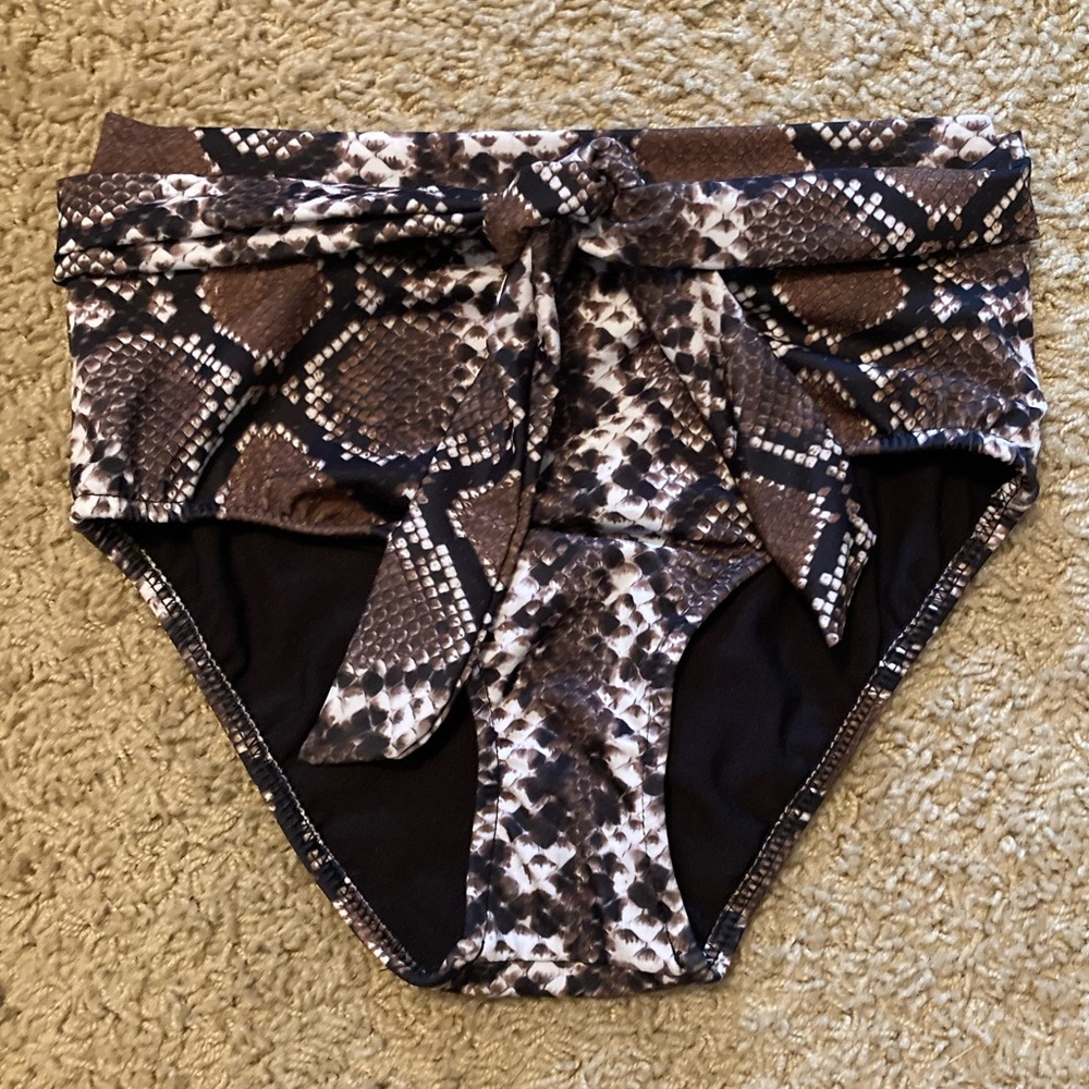Sports Illustrated Swim Brown Snakeskin High Waisted Bikini Bottoms 🐍